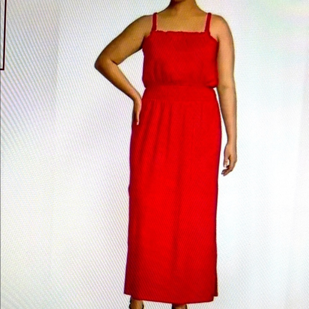 MICHAEL KORS MAXI DRESS size M crossed strapping back smocked waist NWOT